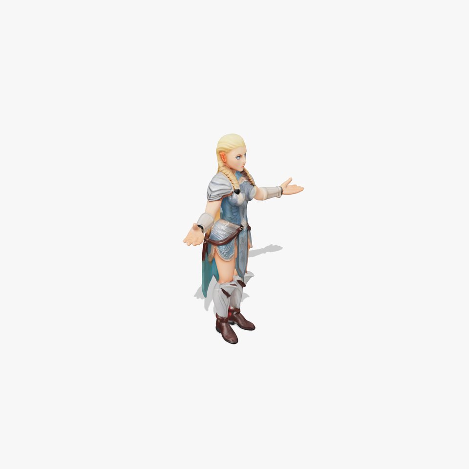 Elven Warrior Princess with Braided Hair in Armor